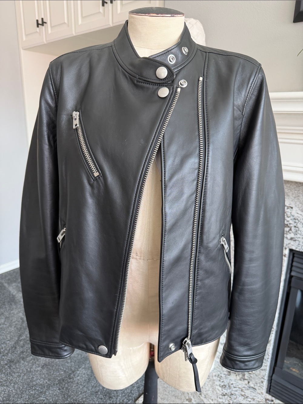 Coach Black Leather Moto Jacket - Women